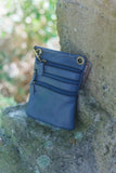 Leather Bag FIFI- MULTI ZIP SMALL POUCH BAG - Vera Tucci OriginalsBags PLAIN DARK GREY