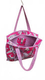 Hand made Vera Tucci Patterned Indian Cotton Zip Closure Tote Bag 17x17 Inches