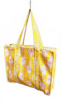 Hand made Vera Tucci Patterned Indian Cotton Zip Closure Tote Bag 17x17 Inches