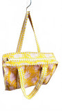Hand made Vera Tucci Patterned Indian Cotton Zip Closure Tote Bag 17x17 Inches