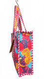 Hand made Vera Tucci Patterned Indian Cotton Zip Closure Tote Bag 14x14x4 Inches
