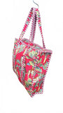 Hand made Vera Tucci Patterned Indian Cotton Zip Closure Tote Bag 17x17 Inches