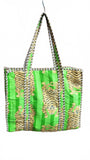 Hand made Vera Tucci Patterned Indian Cotton Zip Closure Tote Bag 17x17 Inches