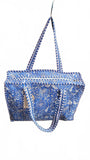 Hand made Vera Tucci Patterned Indian Cotton Zip Closure Tote Bag 17x17 Inches