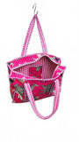 Hand made Vera Tucci Patterned Indian Cotton Zip Closure Tote Bag 17x17 Inches