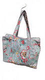 Hand made Vera Tucci Patterned Indian Cotton Zip Closure Tote Bag 17x17 Inches