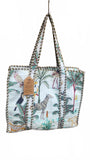 Hand made Vera Tucci Patterned Indian Cotton Zip Closure Tote Bag 17x17 Inches