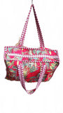Hand made Vera Tucci Patterned Indian Cotton Zip Closure Tote Bag 17x17 Inches