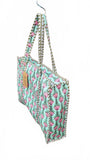 Hand made Vera Tucci Patterned Indian Cotton Zip Closure Tote Bag 17x17 Inches