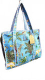 Hand made Vera Tucci Patterned Indian Cotton Zip Closure Tote Bag 17x17 Inches