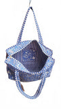 Hand made Vera Tucci Patterned Indian Cotton Zip Closure Tote Bag 17x17 Inches