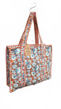 Hand made Vera Tucci Patterned Indian Cotton Zip Closure Tote Bag 17x17 Inches