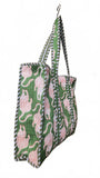 Hand made Vera Tucci Patterned Indian Cotton Zip Closure Tote Bag 17x17 Inches