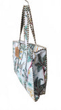 Hand made Vera Tucci Patterned Indian Cotton Zip Closure Tote Bag 17x17 Inches