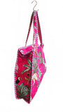 Hand made Vera Tucci Patterned Indian Cotton Zip Closure Tote Bag 17x17 Inches