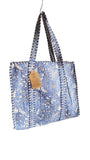 Hand made Vera Tucci Patterned Indian Cotton Zip Closure Tote Bag 17x17 Inches