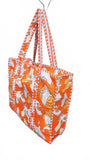 Hand made Vera Tucci Patterned Indian Cotton Zip Closure Tote Bag 17x17 Inches