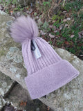 Hat Mia Angora Ribbed Fur PomPom Hat - HT01 - Vera Tucci OriginalsAccessories