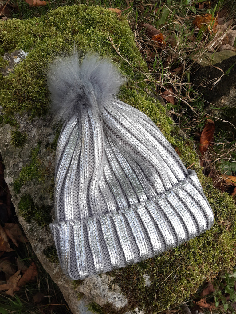 Hat Tina Metallic Knitted Hat - HT04 - Vera Tucci OriginalsAccessories Silver