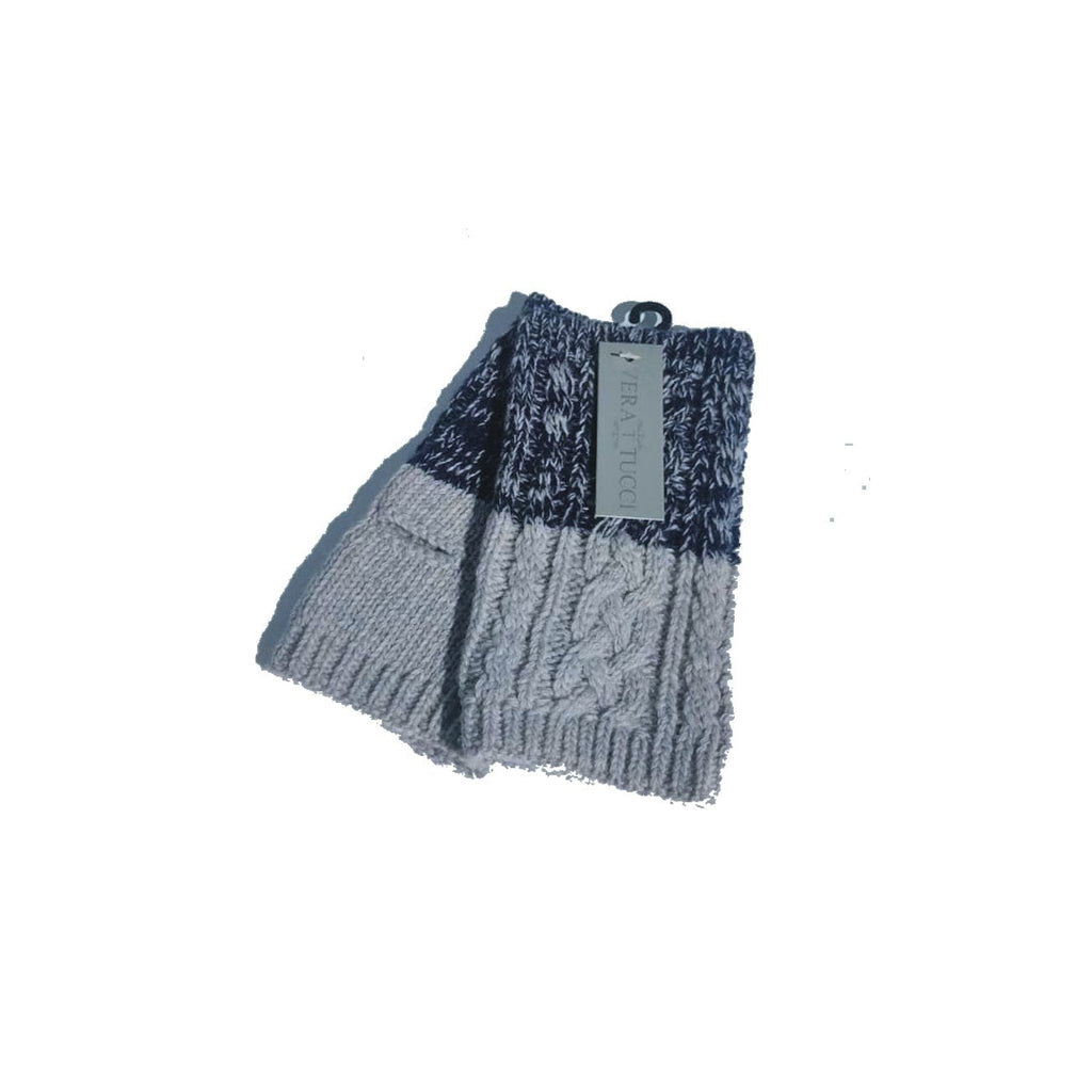 Gloves Cable Knit Mittens - G19 - Vera Tucci OriginalsAccessories LIGHT GREY/NAVY