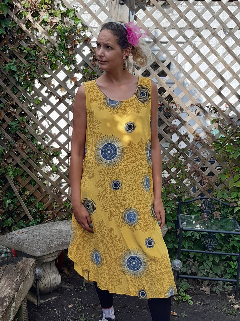 Dress SICILIA Print 20107 Viscose Dress - Vera Tucci OriginalsLondon Clothing Mustard / 1