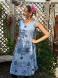 Dress SICILIA Print 20107 Viscose Dress - Vera Tucci OriginalsLondon Clothing Sky Blue / 1