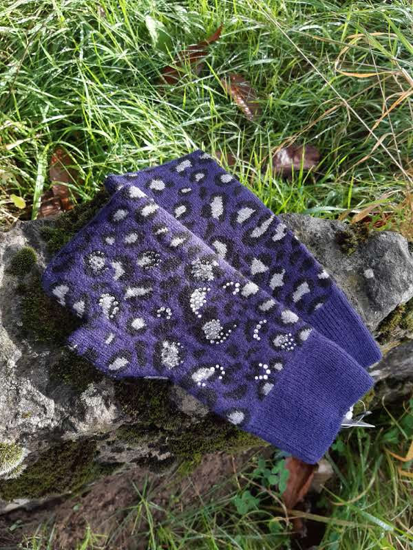 Gloves SIRI (Glove) Sparkly Leopard Glove (has matching hat) RMD1905169 - Vera Tucci OriginalsAccessories NAVY