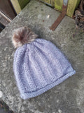 Hat Fluffy Pom Pom Hat - Vera Tucci OriginalsAccessories Grey