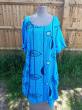 Dress Cotton Fish Pattern Dress - Vera Tucci OriginalsLondon Clothing Mediumweight / SKY BLUE