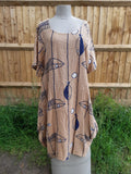Dress Cotton Fish Pattern Dress - Vera Tucci OriginalsLondon Clothing Mediumweight / Taupe
