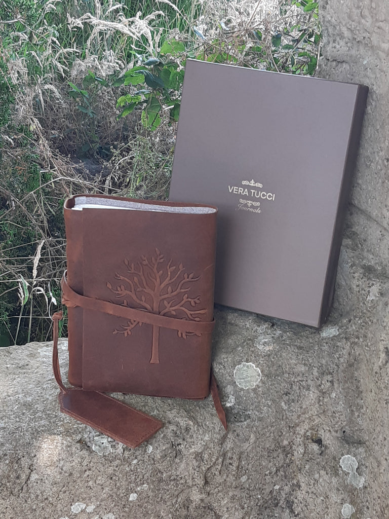 Journal Large Leather Bound Journal Tree of Life Design - Vera Tucci OriginalsVera Tucci Originals GIFT BOX