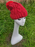 Hat RACHELE - AW21 NEW CABLE KNIT FLEECE LINED POM POM HAT RMD202106-30 - Vera Tucci OriginalsAccessories RED