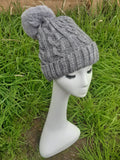 Hat RACHELE - AW21 NEW CABLE KNIT FLEECE LINED POM POM HAT RMD202106-30 - Vera Tucci OriginalsAccessories GREY