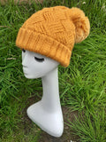 Hat IDA -AW21 NEW WEAVE POM FLEECE LINED POM POM HAT RMD202106-29 - Vera Tucci OriginalsAccessories MUSTARD