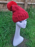Hat IDA -AW21 NEW WEAVE POM FLEECE LINED POM POM HAT RMD202106-29 - Vera Tucci OriginalsAccessories RED