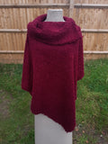 Poncho LETITIA - Italian Teddy Bear Poncho 7S614 - Vera Tucci OriginalsBoiled Wool Clothing BURGUNDY