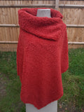 Poncho LETITIA - Italian Teddy Bear Poncho 7S614 - Vera Tucci OriginalsBoiled Wool Clothing ORANGE