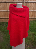 Poncho LETITIA - Italian Teddy Bear Poncho 7S614 - Vera Tucci OriginalsBoiled Wool Clothing RED
