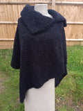 Poncho LETITIA - Italian Teddy Bear Poncho 7S614 - Vera Tucci OriginalsBoiled Wool Clothing BLACK