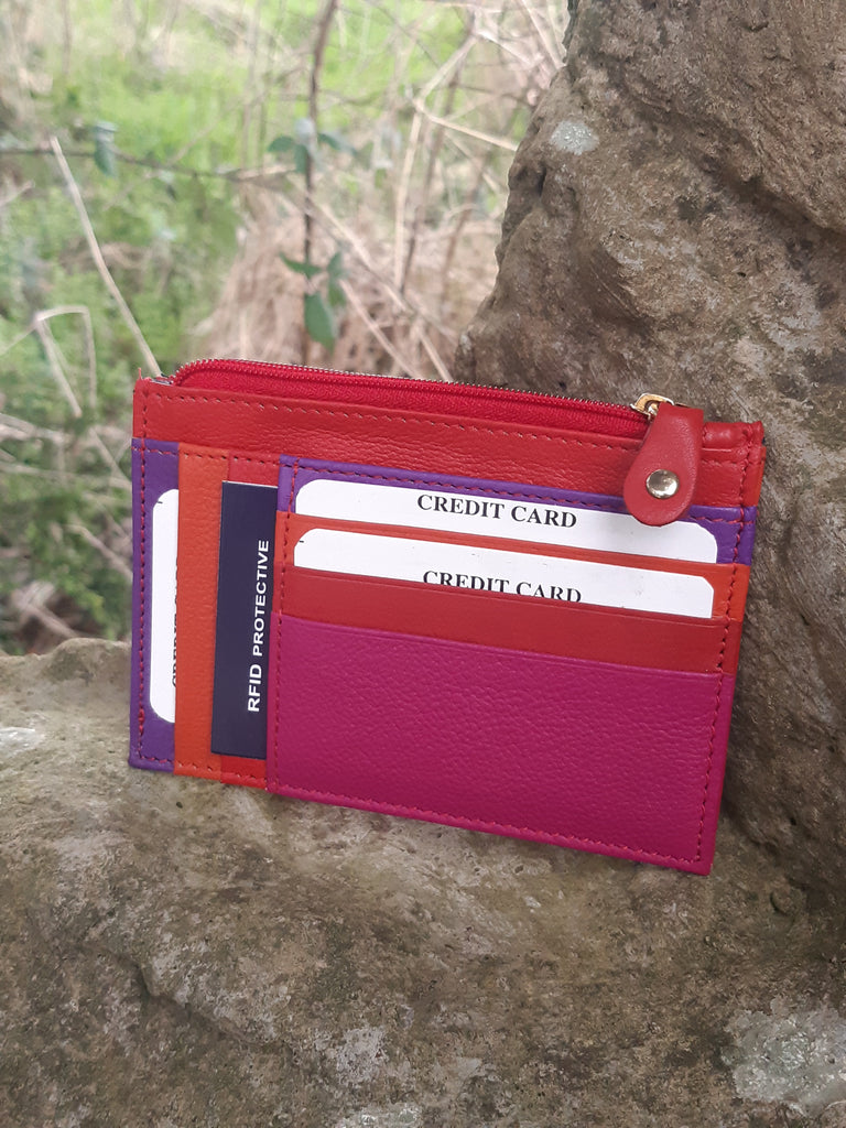 Leather coin purse PAMELA - Genuine Leather RFID Card Wallet Plain or Multi Colour 014 - Vera Tucci OriginalsBags
