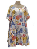 „DOUBLE BUTTON“ ITALIENISCHES knitterfreies Kleid aus Leinenmischung, Schnittmuster 12