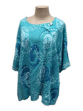 CATANIA STYLE 14  ITALIAN ANTI CREASE LINEN BLEND ABSTRACT PATTERN TOP