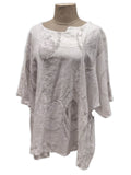 CATANIA STYLE 14  ITALIAN ANTI CREASE LINEN BLEND ABSTRACT PATTERN TOP
