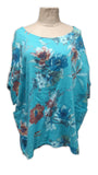 MILA- 12020 ITALIAN ANTI CREASE LINEN BLEND FLORAL PATTERN TOP WITH POCKETS
