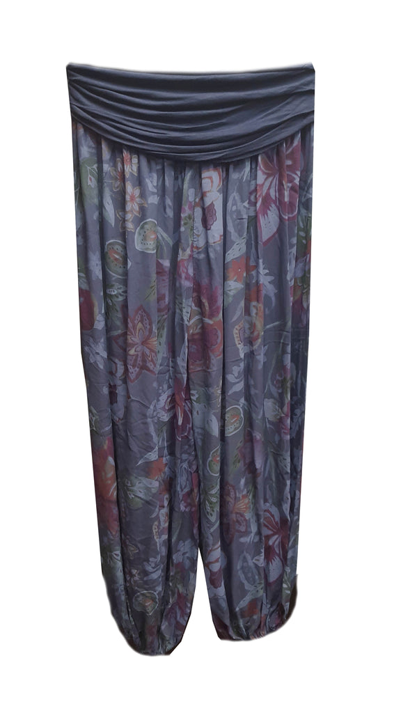 HAYLEY - Harem Pants Large Floral Pattern Viscose Trousers