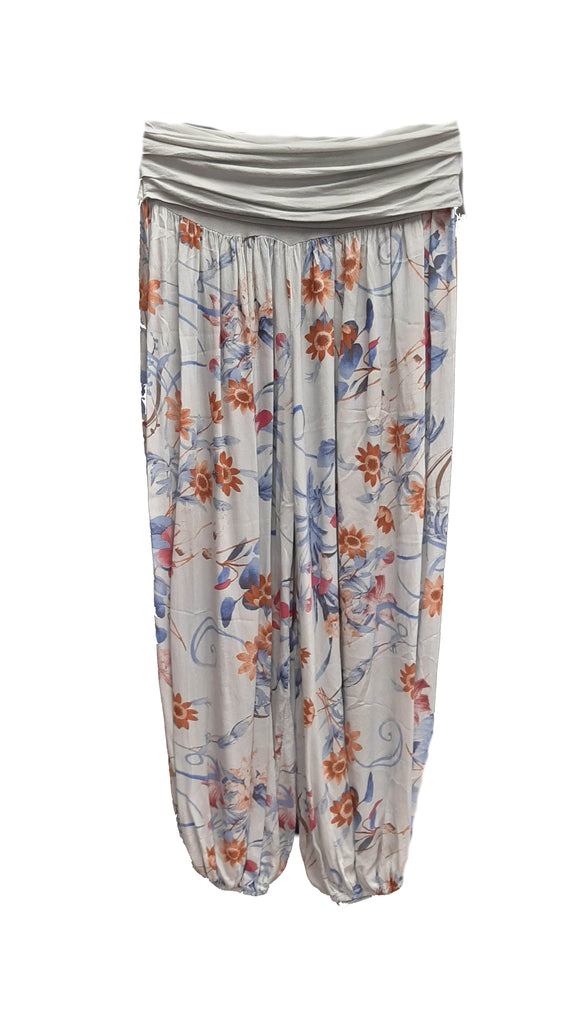 ANTONIA - Harem Pants Floral Pattern Viscose Trousers