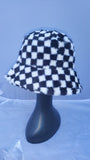 Checkerboard Print Patterned Fluffy Fleece Lined Bucket Hat For Winter (ADULT & CHILD SIZES)
