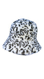 Leopard Print Patterned Fluffy Fleece Lined Bucket Hat For Winter (ADULT & CHILD SIZES)