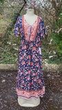 DR470 BLAUES TENKI-SOMMERKLEID MIT LEICHTEM SPOTS-PRINT IN GRÖSSEN UK 8–18