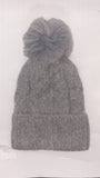 CLASSIC CABLE KNIT TURN UP ANGORA POM HAT AW23-RMD-92
